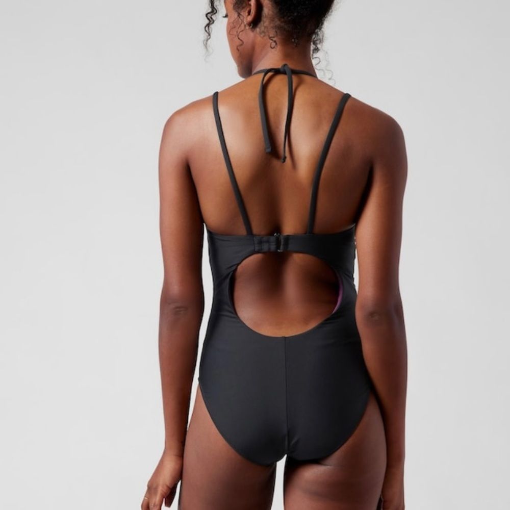 Athleta Black One-Piece Swimsuit with Open Back